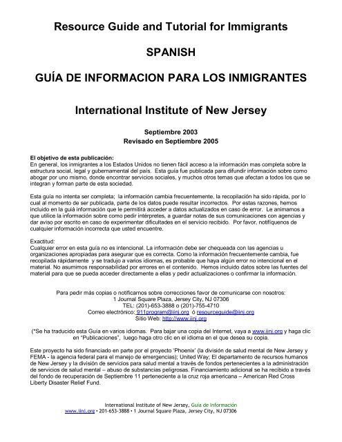 Resource Guide and Tutorial for Immigrants SPANISH GUÈA DE ...