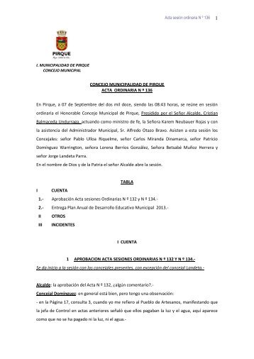ACTA Nº 136 07-09-2012.PDF - Municipalidad de Pirque