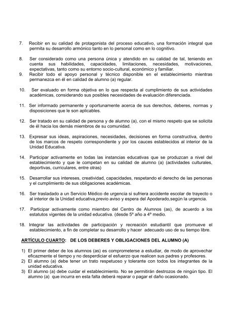 REGLAMENTO DE CONVIVENCIA - Ministerio de Educación