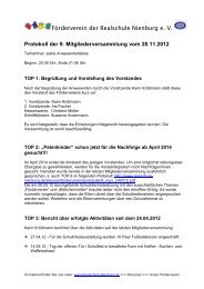 9. Mitgliederversammung am 20.11.2012 - Realschule Nienburg