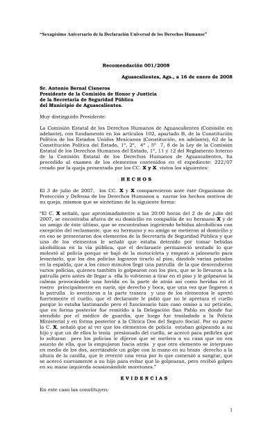 2008 - Comisión Estatal de Derechos Humanos de Aguascalientes