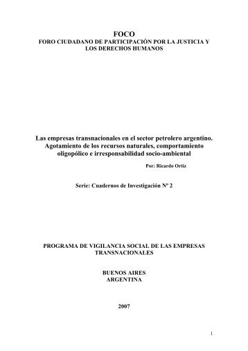 Las empresas transnacionales en el sector petrolero argentino ...