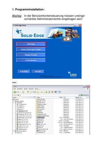 Installation und Lizenzierung von Solid Edge V20 unter Windows 7