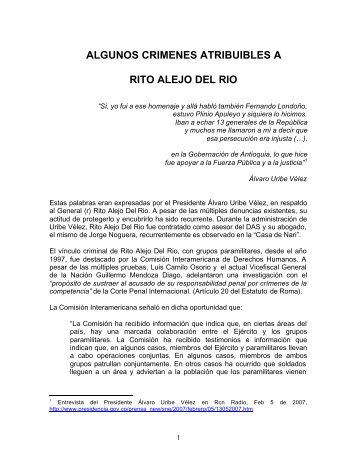 Crímenes Rito Alejo Del Rio - DH Colombia