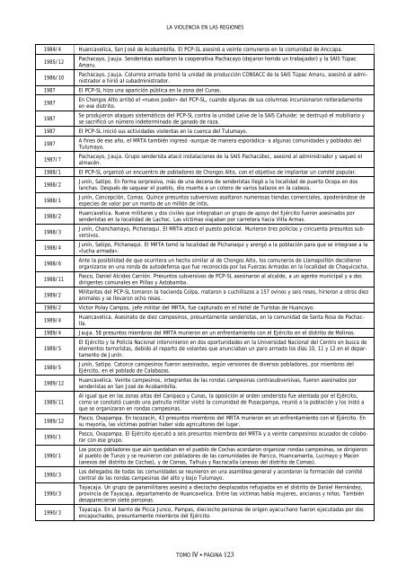 Sección Tercera: Los Escenarios de La Violencia - DHnet