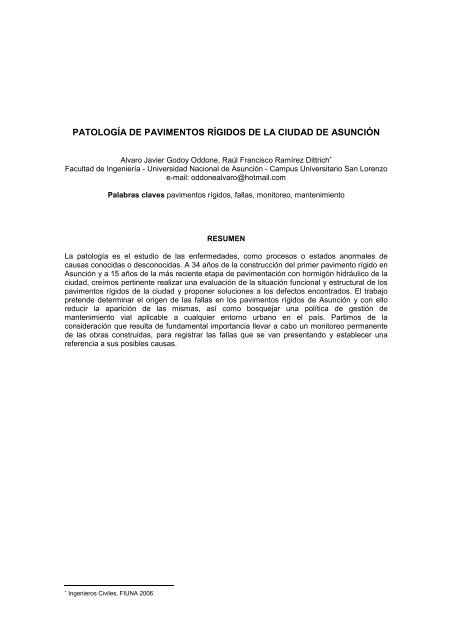 patología de pavimentos rígidos de la ciudad de asunción