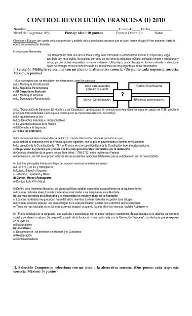 2010 4º Medio Control Revolución Francesa 1