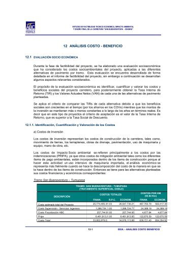 12 análisis costo - beneficio - Administradora Boliviana de Carreteras