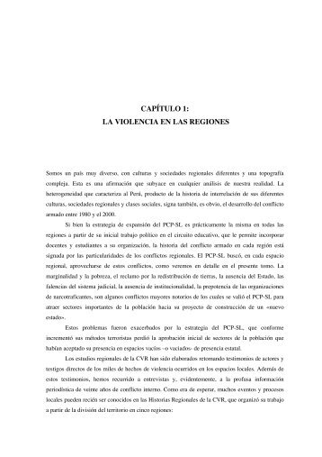 CAPÍTULO 1: LA VIOLENCIA EN LAS REGIONES