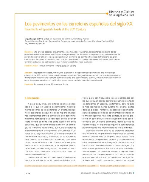 Los pavimentos en las carreteras españolas del siglo XX