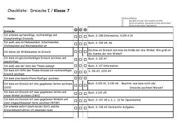 Checkliste: Dreiecke I / Klasse 7  - Städtische Realschule Rietberg