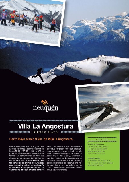 Neuquen Flyer del Centro de Esqui Cerro Bayo en Villa ... - Argentina