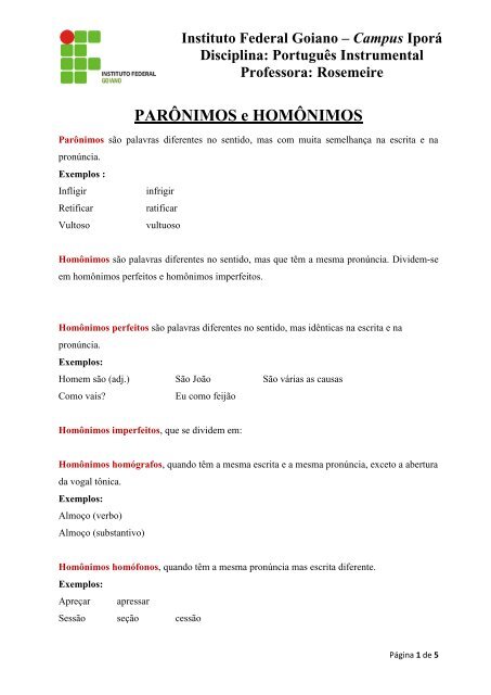 HOMONIMOS e Paronimos, PDF, Escrita