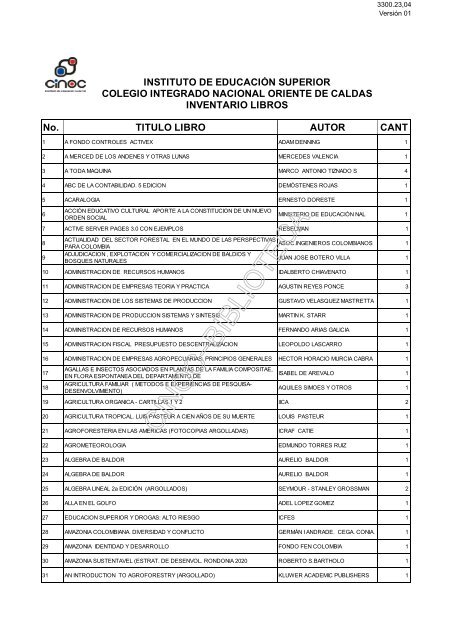 Inventario 2012 - Ies-Cinoc