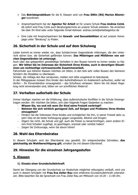 1. Elternbrief im Schuljahr 2012/13 - Staatliche Realschule Vilsbiburg