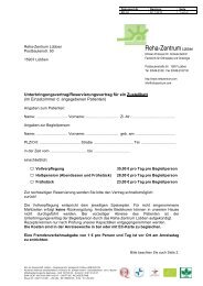 Reservierungsvertrag Zustellbett - Reha-Zentrum Lübben