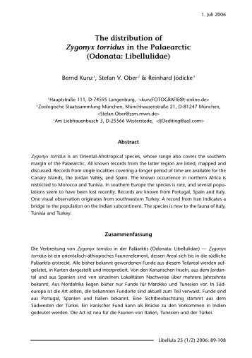 The distribution of Zygonyx torridus in the Palaearctic (Odonata ...