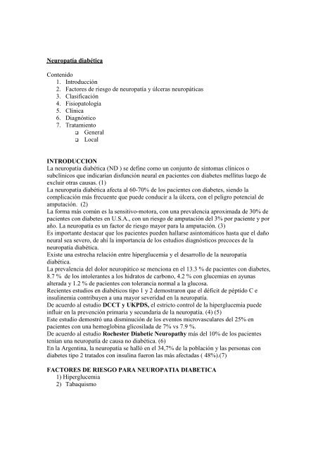 Neuropatía Diabética - Sociedad Argentina de Diabetes