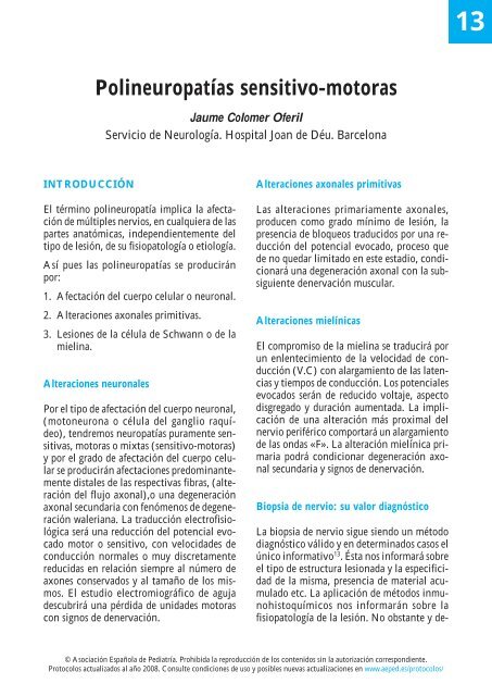 Polineuropatías sensitivo-motoras - Asociación Española de Pediatría