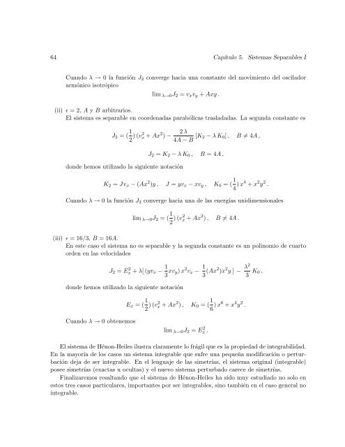 Diez lecciones sobre Sistemas Hamiltonianos, Integrabilidad y ...