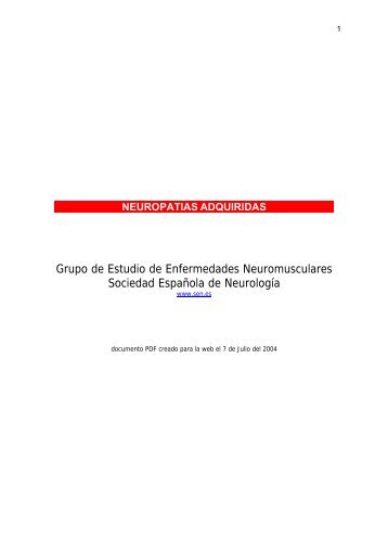 Neuropatías Adquiridas - Sociedad Española de Neurología