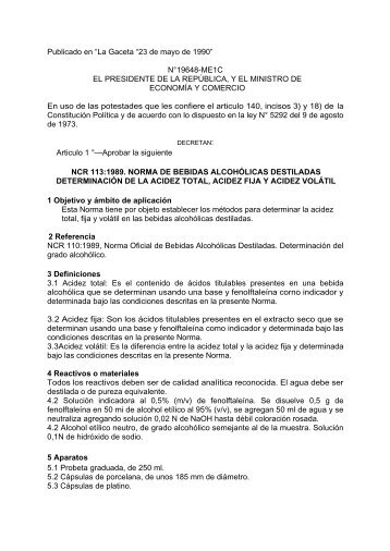 Bebidas alcoholicas destiladas.determinacion de la acidez –