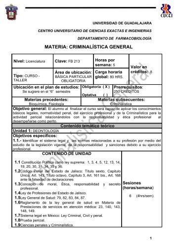 Criminalística general - Centro Universitario de Ciencias Exactas e ...