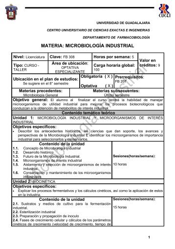 Microbiología industrial - Centro Universitario de Ciencias Exactas e ...