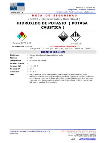 HIDROXIDO DE POTASIO ( POTASA CAUSTICA ) - Corporación ...