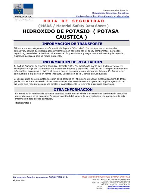 HIDROXIDO DE POTASIO ( POTASA CAUSTICA ) - Corporación ...