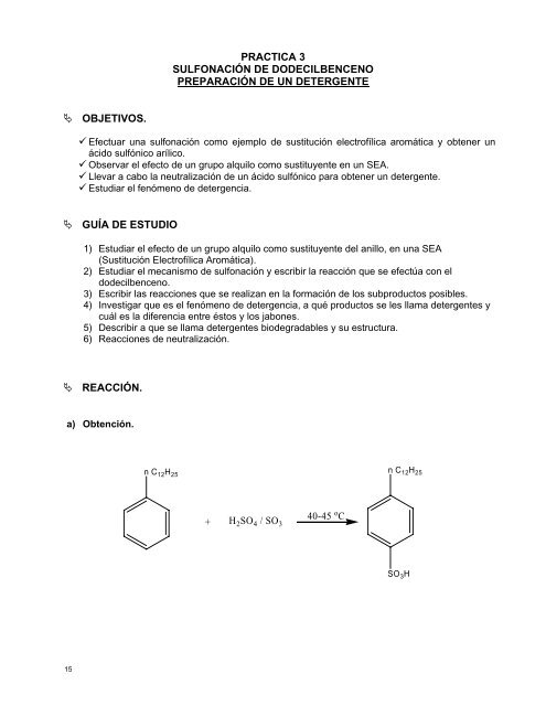 Sulfonacion de dodecilbenceno - quimica organica