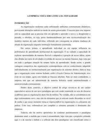 da empresa newtoniana-cartesiana para a holstica - CAD - UFSC