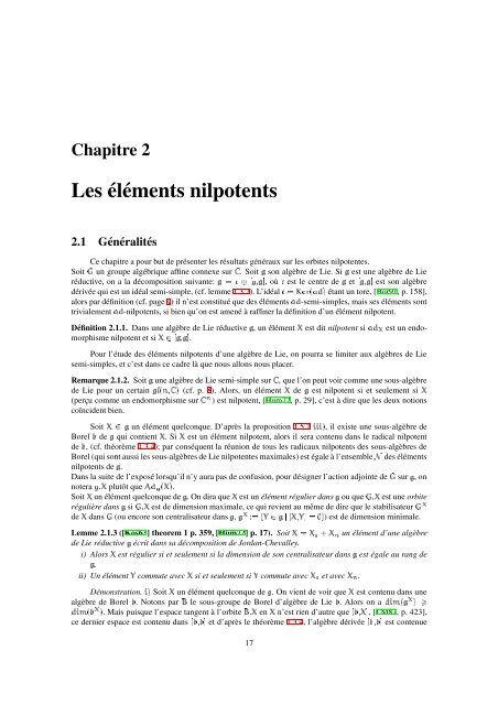 TH`ESE ´Etude des Orbites Nilpotentes par l'Application de Springer ...