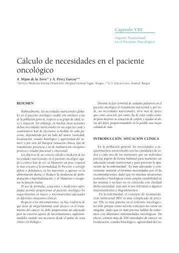 Cálculo de necesidades en el paciente oncológico - SEOM