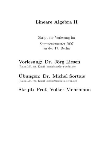 Skript von Prof. Mehrmann - TU Berlin