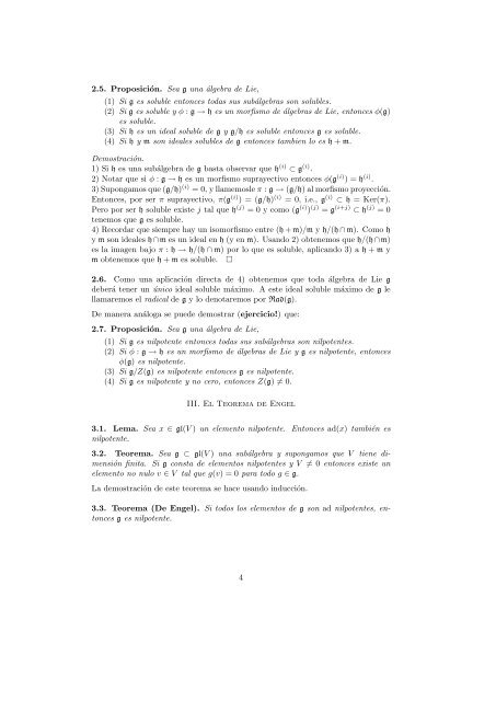 NOTAS Y EJERCICIOS PARA EL CURSO: ´ALGEBRAS DE LIE. G ...