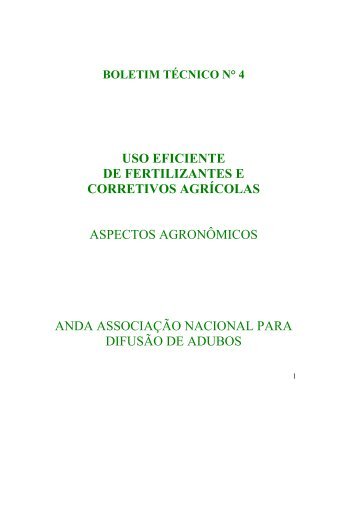 Uso eficiente de fertilizantes e corretivos agrícolas - ANDA