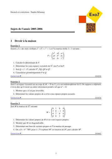 Sujets de l'année 2005-2006 - Exo7 - Emath.fr