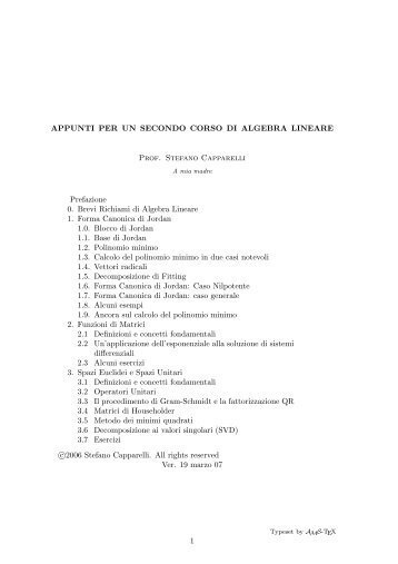 Appunti di Algebra II - Metodi e Modelli Matematici per le Scienze ...