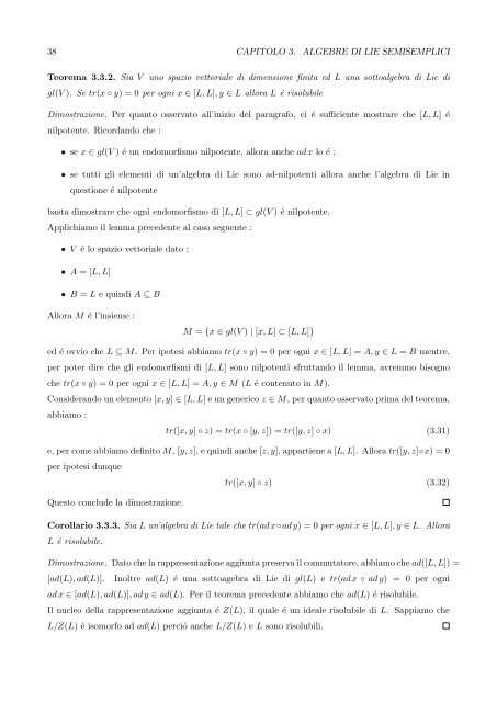Algebre di Lie semisemplici, sistemi di radici e loro classificazione