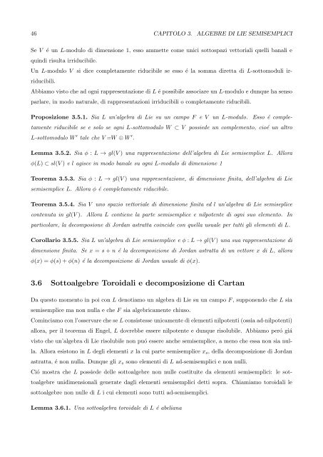 Algebre di Lie semisemplici, sistemi di radici e loro classificazione