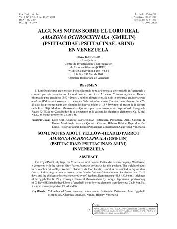 algunas notas sobre el loro real amazona ochrocephala - CIRES