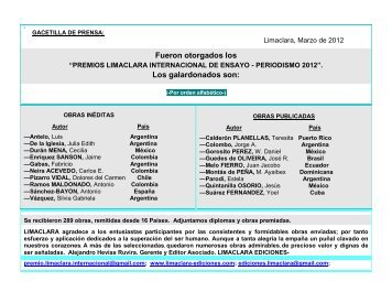 GALARDONADOS 2012 - PERIODISMO - ENSAYO -.pdf - Limaclara ...