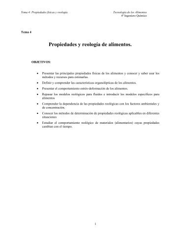 Propiedades y reología de alimentos.