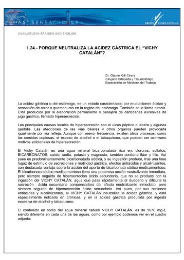 ¿Por qué neutraliza la acidez gástrica el Vichy Catalan?