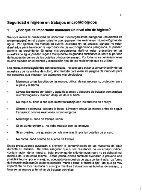 Técnicas cualitativas para el control de calidad del agua -- TALLER ...