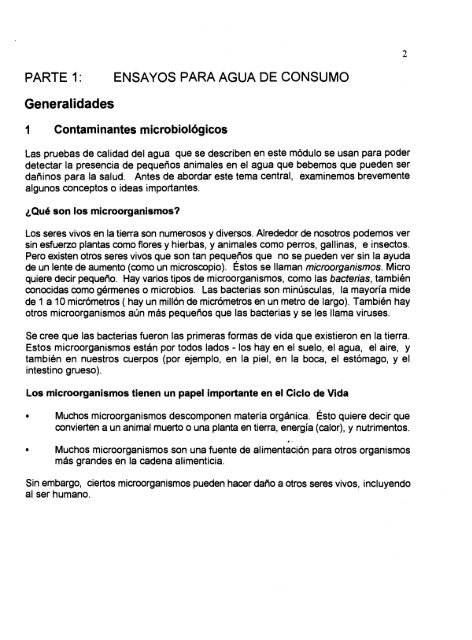 Técnicas cualitativas para el control de calidad del agua -- TALLER ...