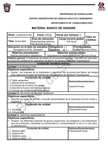 Banco de sangre - Centro Universitario de Ciencias Exactas e ...