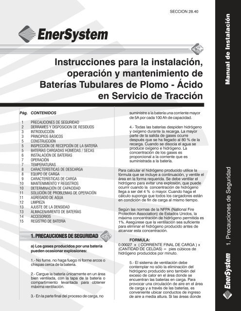 Instrucciones para la instalación, operación y ... - Enersystem