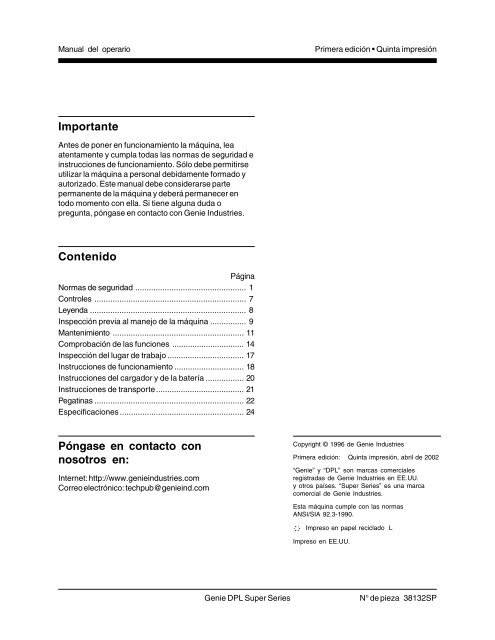 Manual del operario - Genie Industries